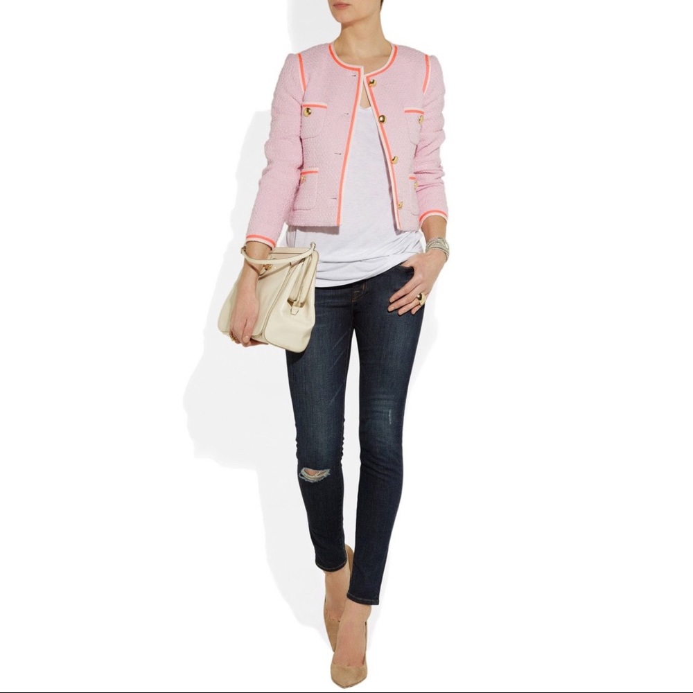 J Crew Pink & Coral Tweed Blazer